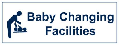 Sign - Baby Changing Facilities Rigid Plastic 30 x 10cm Blue On White