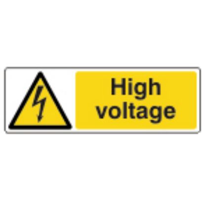 Sign - High Voltage Self Adhesive Vinyl 30 x 10cm Black On Yellow