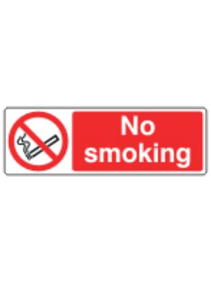 Sign - No Smoking Self Adhesive Vinyl 60 x 20cm Red On White