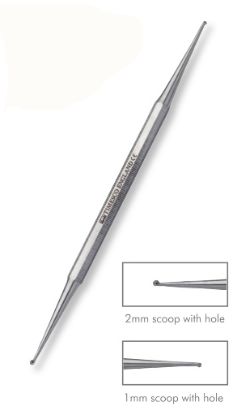 Nail Curette Double Ended 1mm & 2mm Scoop With Hole 5.75" x 1