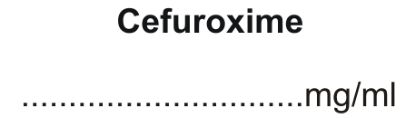 Labels Syringe Medilabel - Cefuroxime mg/ml 1.5" x 1/2" x 400 Dispenser
