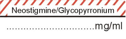 Labels Syringe Medilabel - Neostigmine/Glycopyrronium mg/ml 1.5" x 1/2" x 400 Dispenser