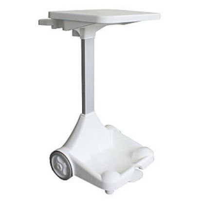 Bin Liner Holder Pedal Operated Free Standing With Lid Plastic (With Wheels) White