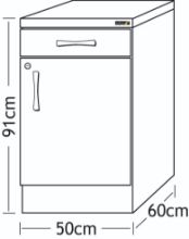 Cabinet Drawerline Beech 50cm With Grey Worktop