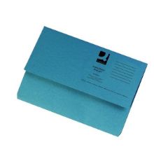 Document Wallet (Q-Connect) Foolscap 285gsm Blue x 50