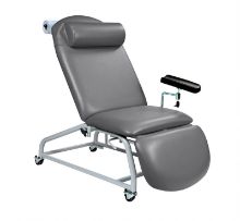 Chair Phlebotomy Fixed Height Reclining With Four Locking Casters And Arm Grey