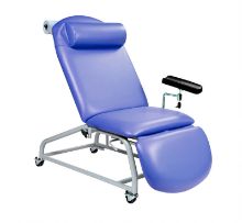 Chair Phlebotomy Fixed Height Reclining With Four Locking Casters And Arm Mid Blue