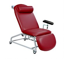 Chair Phlebotomy Fixed Height Reclining With Four Locking Casters And Arm Red Wine