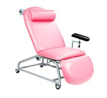 Chair Phlebotomy Fixed Height Reclining With Four Locking Casters And Arm Salmon