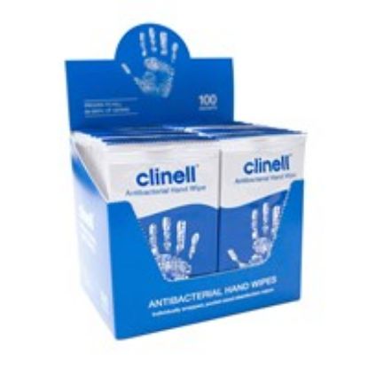 Clinell Wipes Antibacterial Hand (Individually Wrapped) x 100