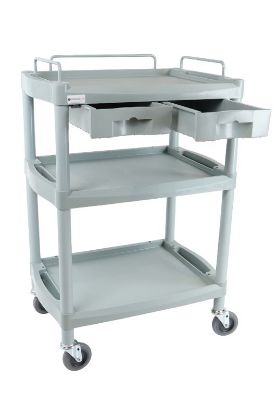 Trolley Clinical Dressing (Aspiration Life) Handy Medium Tall Grey With 2 Drawers And Rails
