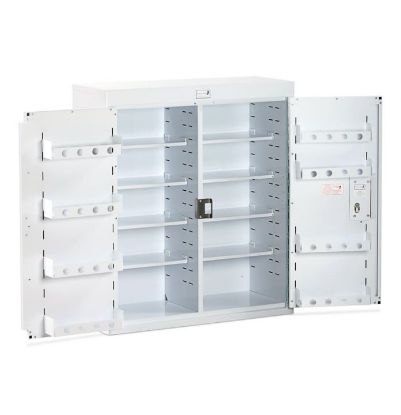 Cabinet Drug & Medicine 800 x 300 x 900mm - No Light - Deep Shelves - Independent Locking Doors
