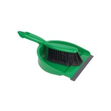 Dust Pan & Brush Set Green (Colour Coded)