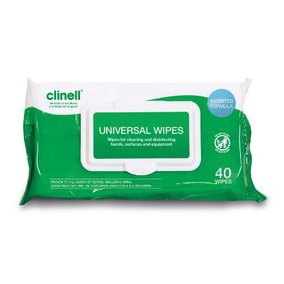 Wipes Clinell Hand/Surface/Instrument Antibacterial Packet Of 40 x 1