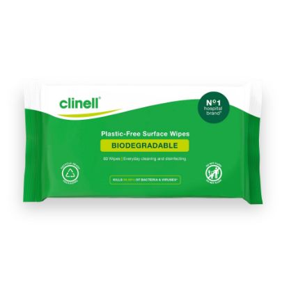 Wipes Clinell Surface Biodegradable x 60