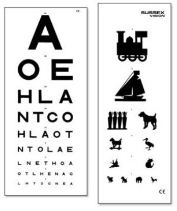 Double-Sided Eye Test Chart - Various Options Available