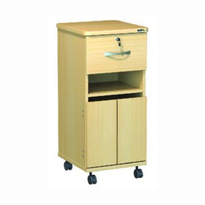 Cabinet Bedside (Axis) Locking With Castors Oak