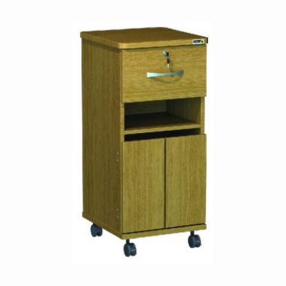 Axis Bedside Cabinet Locking With Castors Beech