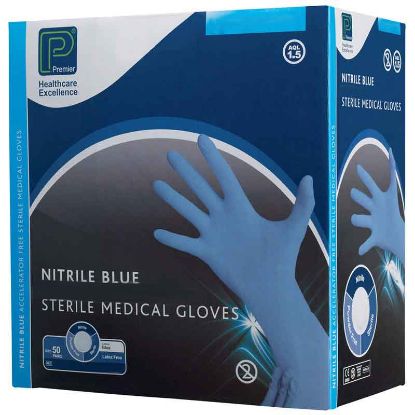 Glove Nitrile Blue Powder Free Sterile box image