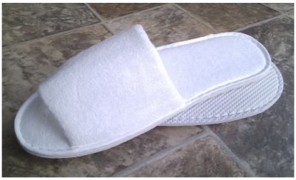 Slippers One Size Towelling Open Toe White x 100 Pairs