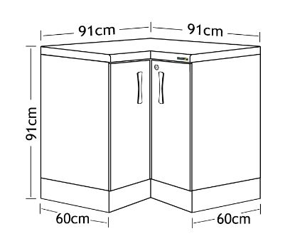 Sunflower 'L' Shaped Corner Base Unit - Various Colours And Finishes Available