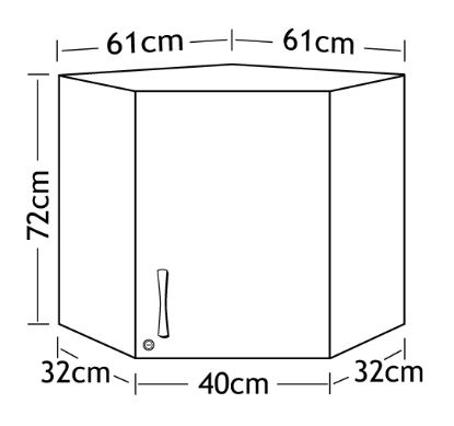 Sunflower Corner Wall Cabinets 61cm - Various Colours And Finishes Available